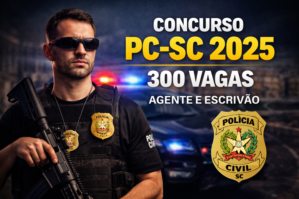 Edital PC-SC 2025 com 300 vagas para Agente e Escrivão