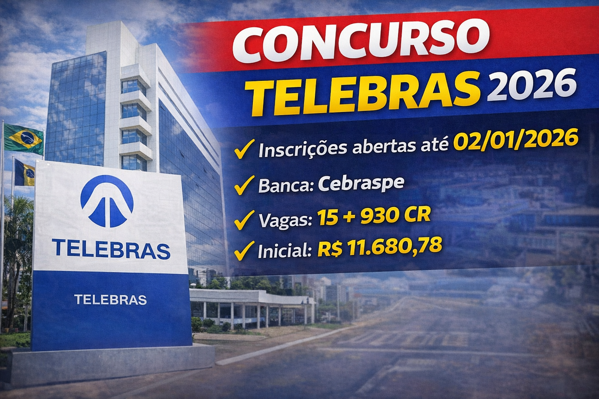 Concurso Telebras 2026: Inscrições até 02 de janeiro!
