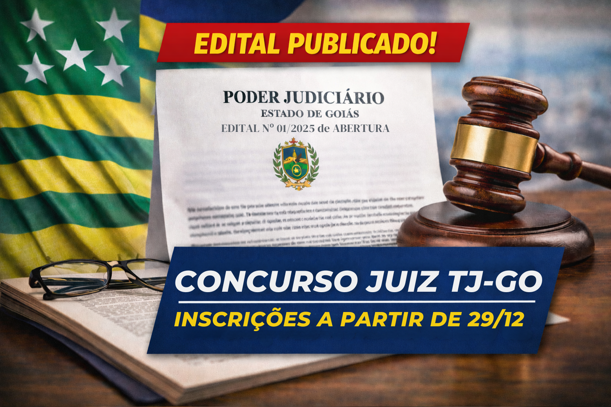 📢 Edital TJ-GO Juiz publicado: concurso oferece 51 vagas para Juiz Substituto