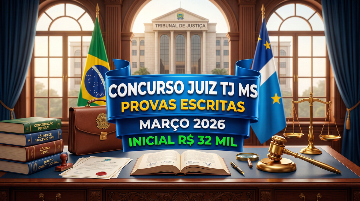 Concurso Juiz TJ MS: Provas escritas em março e inicial de R$ 32 mil