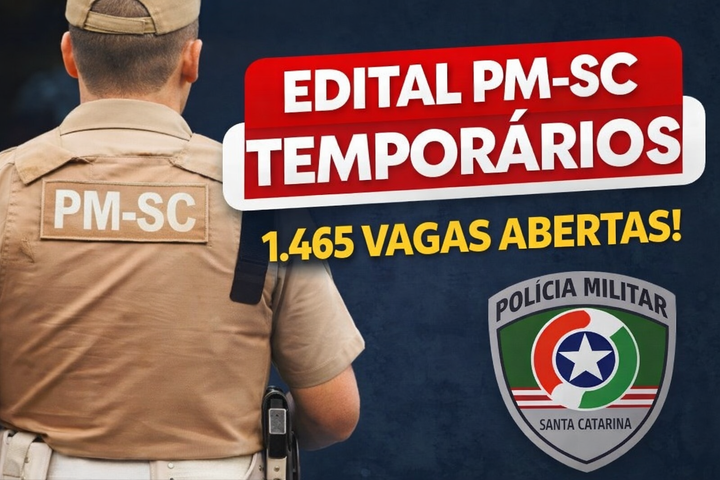 Edital PM-SC Temporários: abertas 1.465 vagas para Soldado Temporário em Santa Catarina