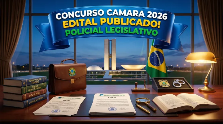Concurso Câmara dos Deputados 2026: Edital Publicado para Policial Legislativo (Salário R$ 21 mil)