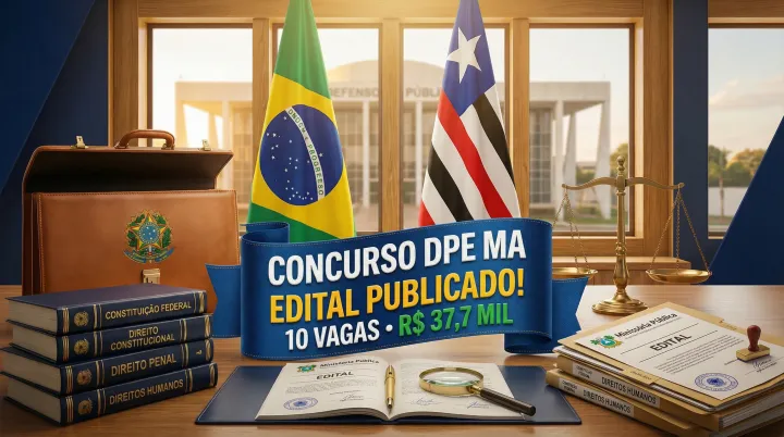 Concurso DPE MA: Edital publicado! Inicial de R$ 37,7 mil e 10 vagas imediatas